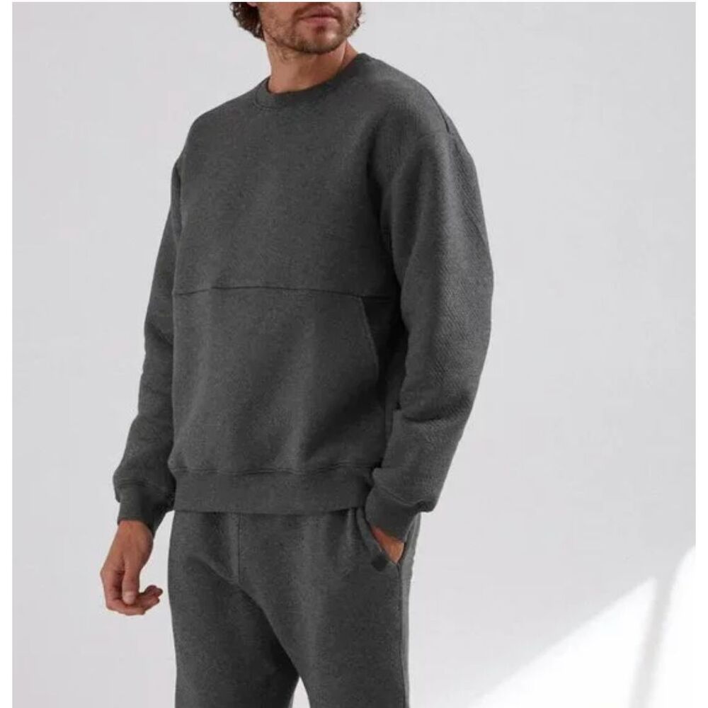 LUNYA Mens Sweatshirt Small Gray Pullover Crew RESTORE DOUBLE FACED LAHGO